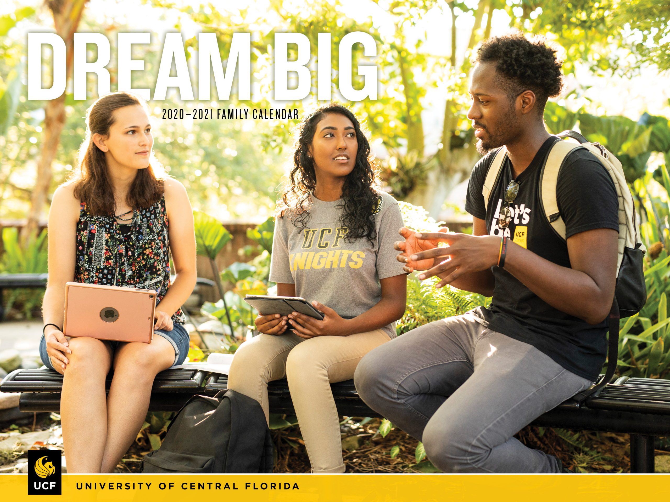 Calendar Cover with three students talking